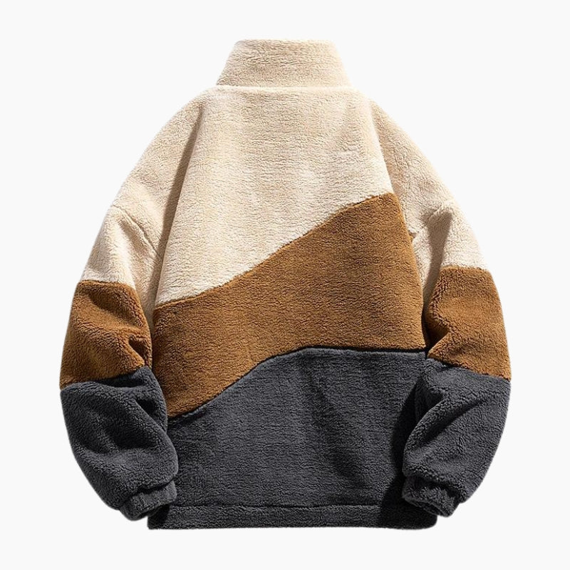 Manteau bouclette tricolore pour femme, vue de face