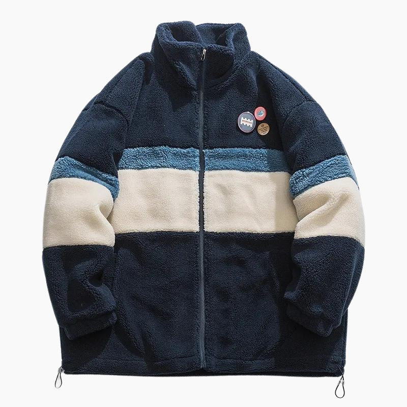 Vue de face d'un manteau Pilou Pilou tricolore pour femme