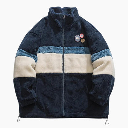 Vue de face d'un manteau Pilou Pilou tricolore pour femme