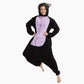 Onesie bicolore noire et violette avec capuche chat