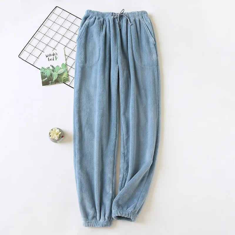 Pantalon pyjama bleu marine avec taille élastique et poches