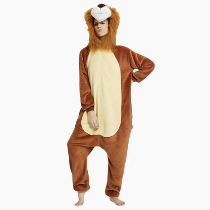 Détail de la capuche lion et texture polaire douce
