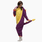 Combinaison dragon violette avec capuche et oreilles jaunes