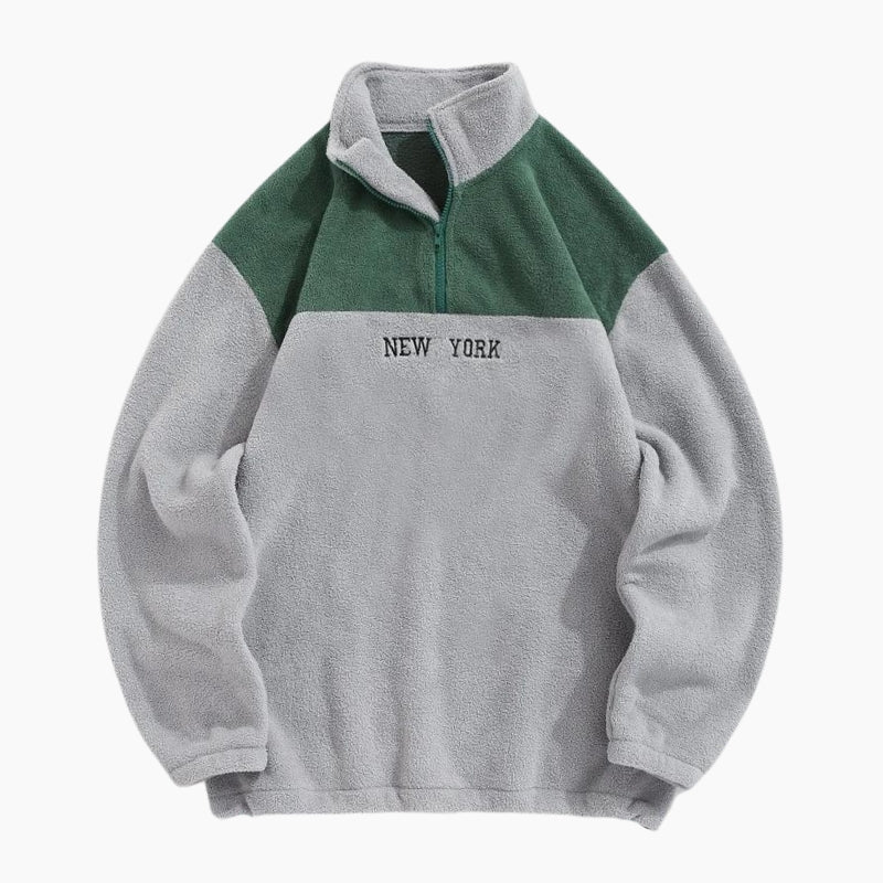 Pull chaud pour femme avec manches longues, vert et gris
