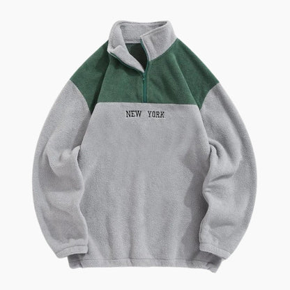 Pull chaud pour femme avec manches longues, vert et gris
