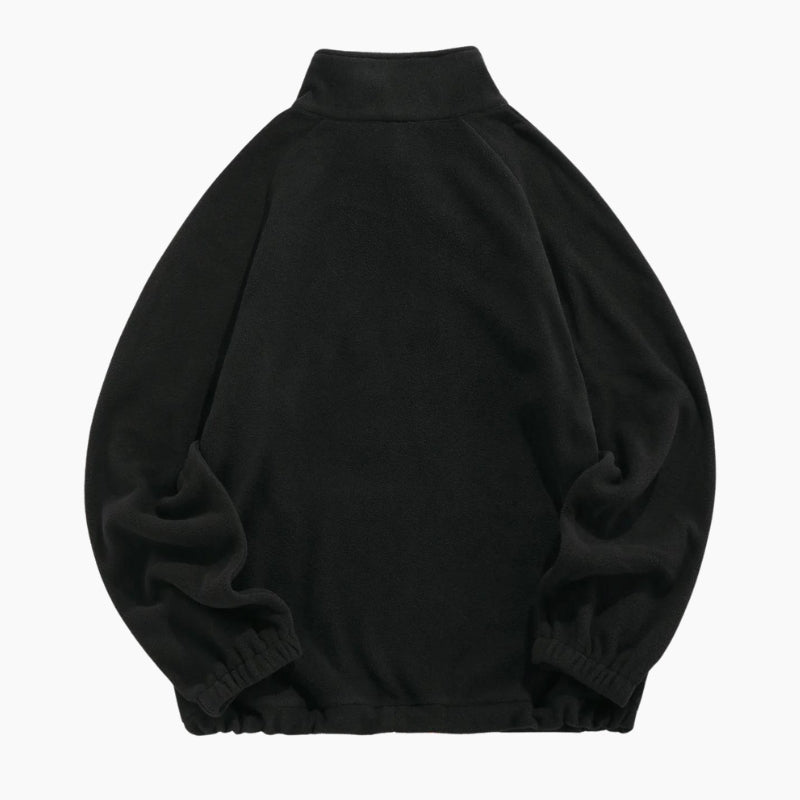 Pull noir doudou femme avec col montant, vue de face