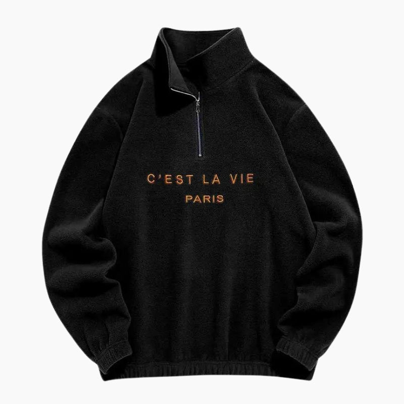 Vue de face d'un pull polaire noir pour femme