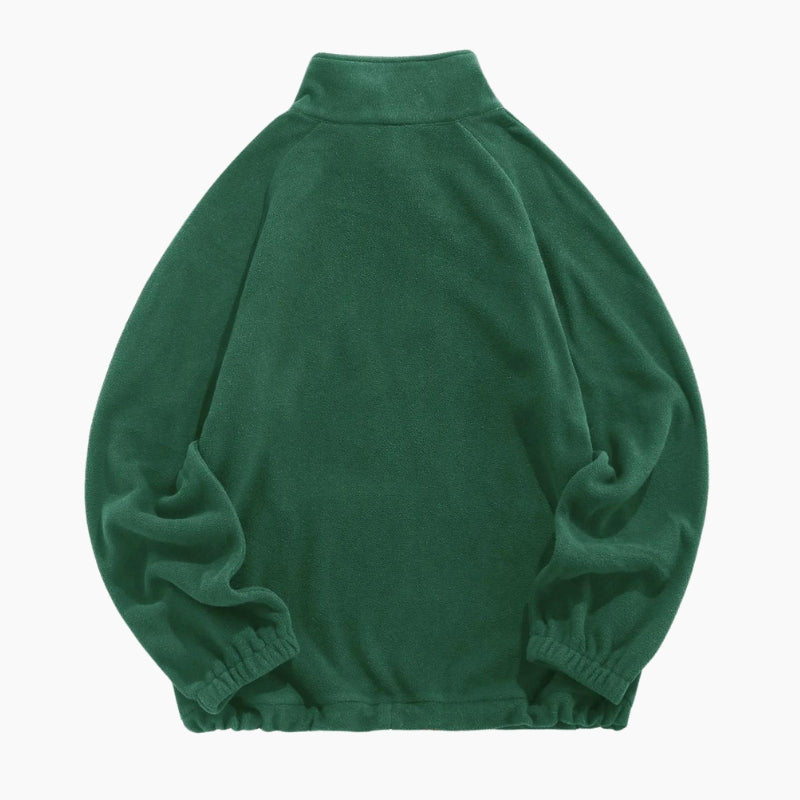 Pull vert molletonné pour femme avec col montant