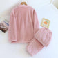 Pyjama éponge femme marron avec col V et poches