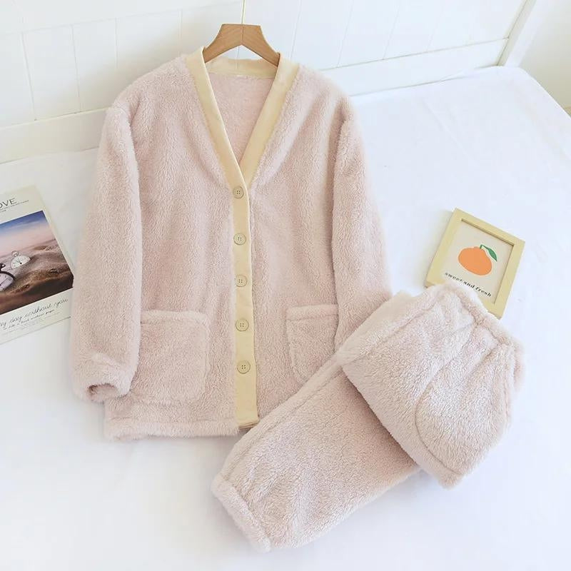 Ensemble pyjama éponge rose clair, vue complète