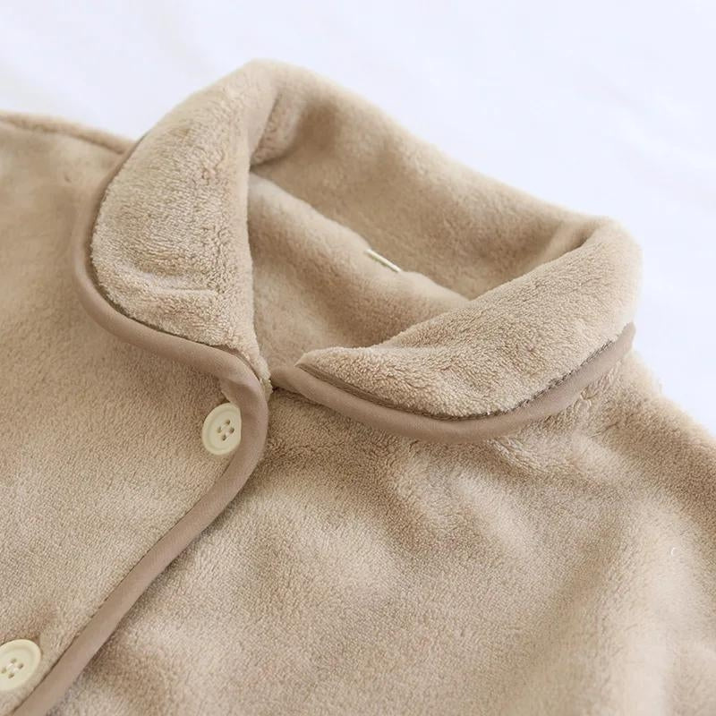 Pyjama flanelle beige homme avec motif ourson sur la poitrine