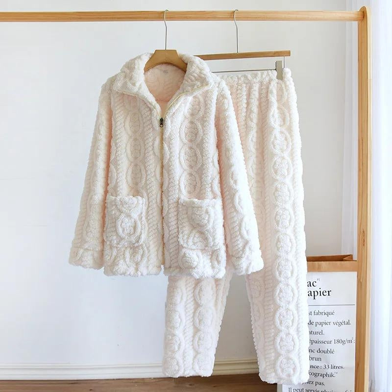 Pyjama femme blanc en maille croisée Pilou Pilou