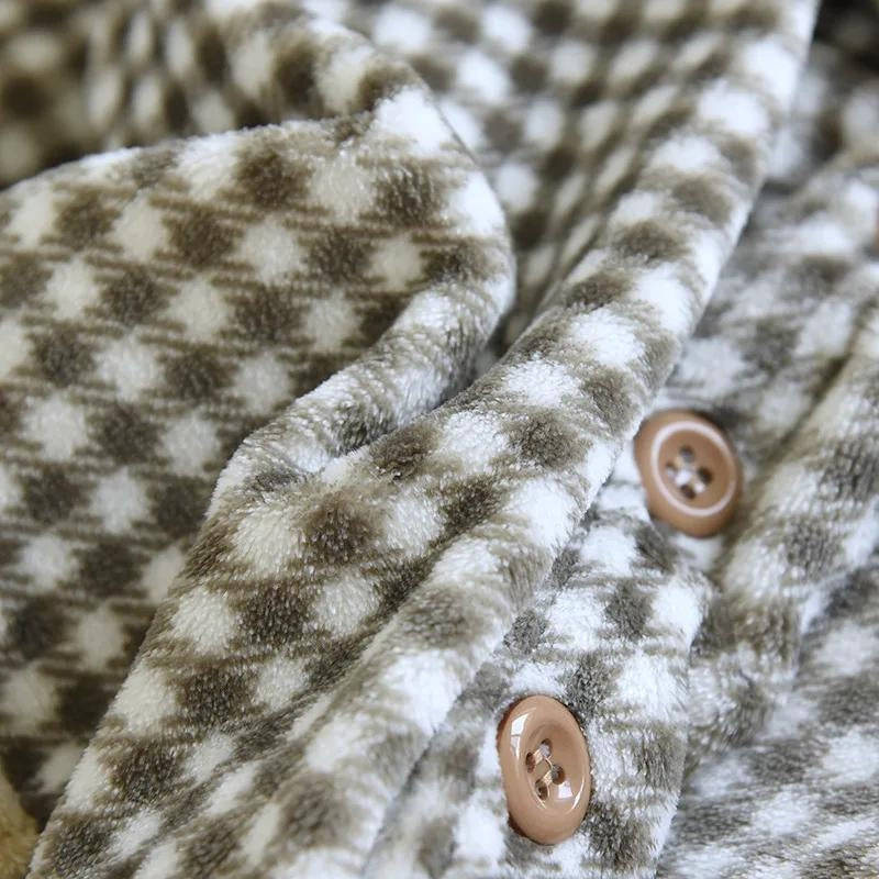 Motifs carreaux et pied-de-poule sur pyjama polaire