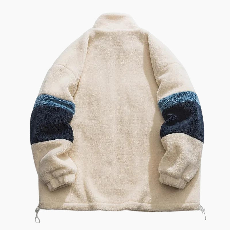 Veste tricolore en doudou avec col montant