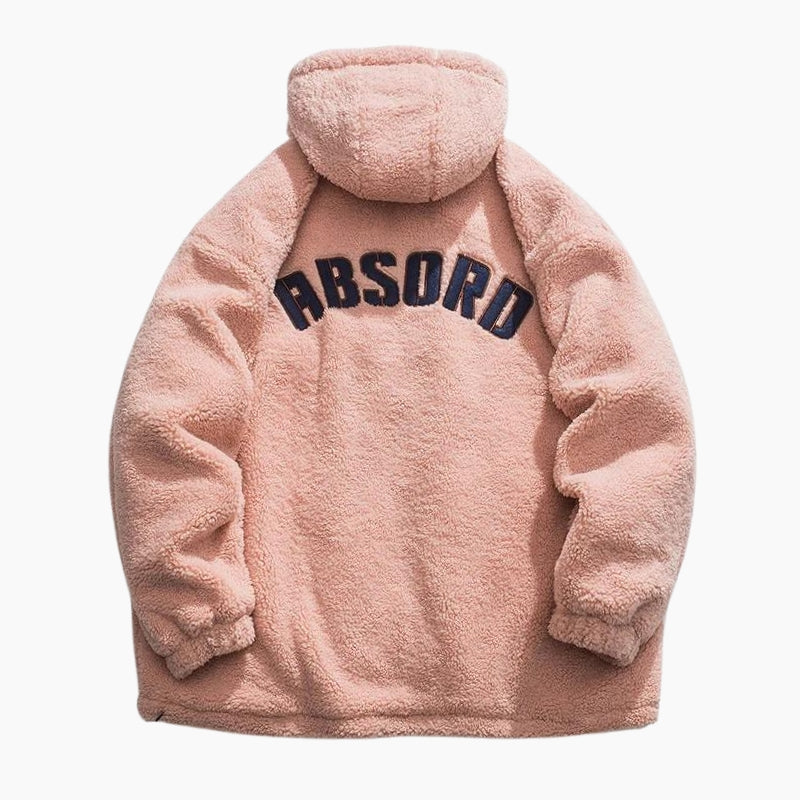 Veste rose imitation peau de mouton sur cintre