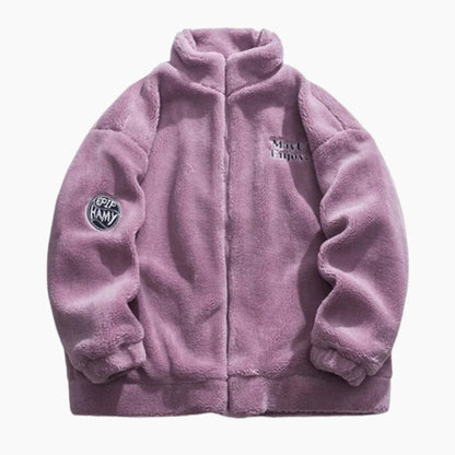 Gros plan sur la texture polaire mauve