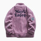 Veste polaire mauve pour femme sur cintre