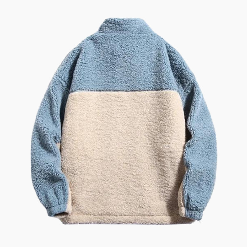 Veste polaire femme en Pilou Pilou bleu et crème