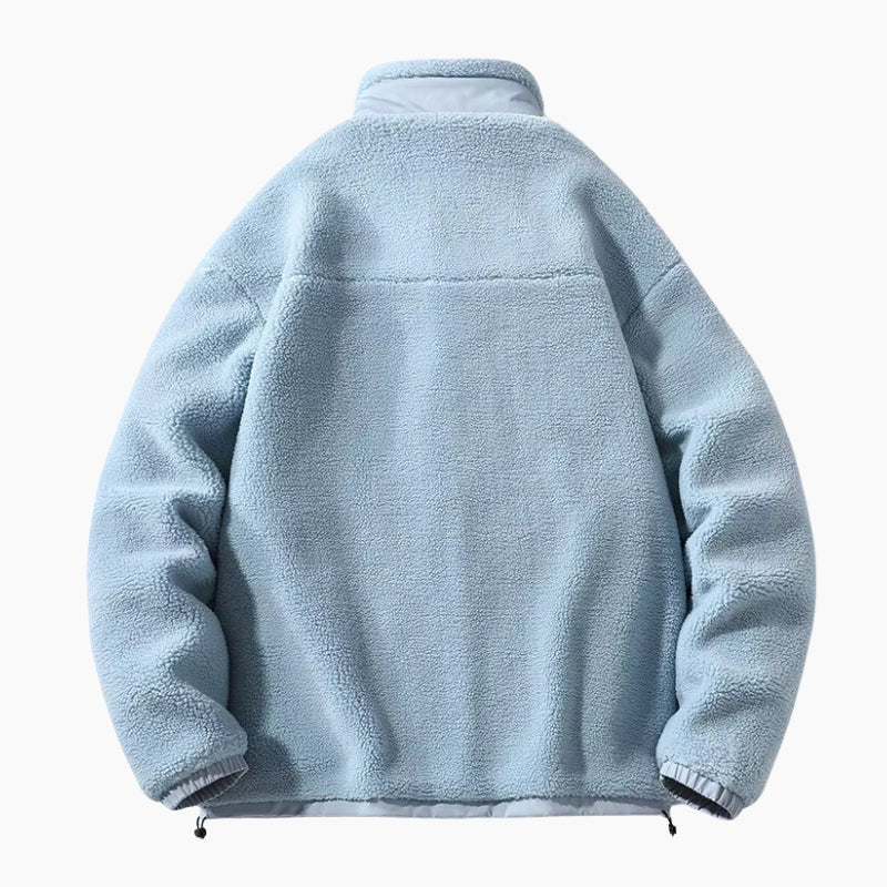 Veste polaire sherpa homme bleu ciel sur cintre