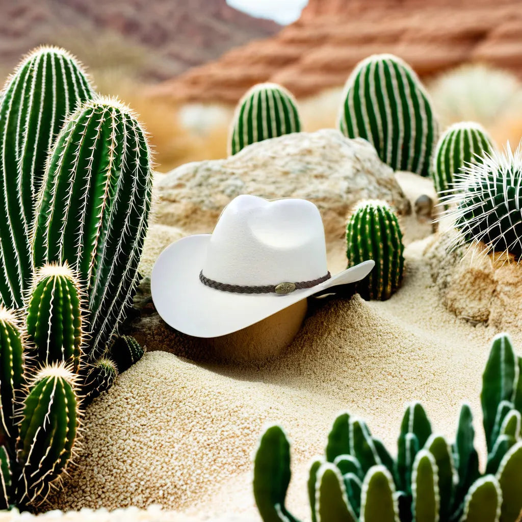 Vue latérale d'un chapeau cowboy avec bordure large