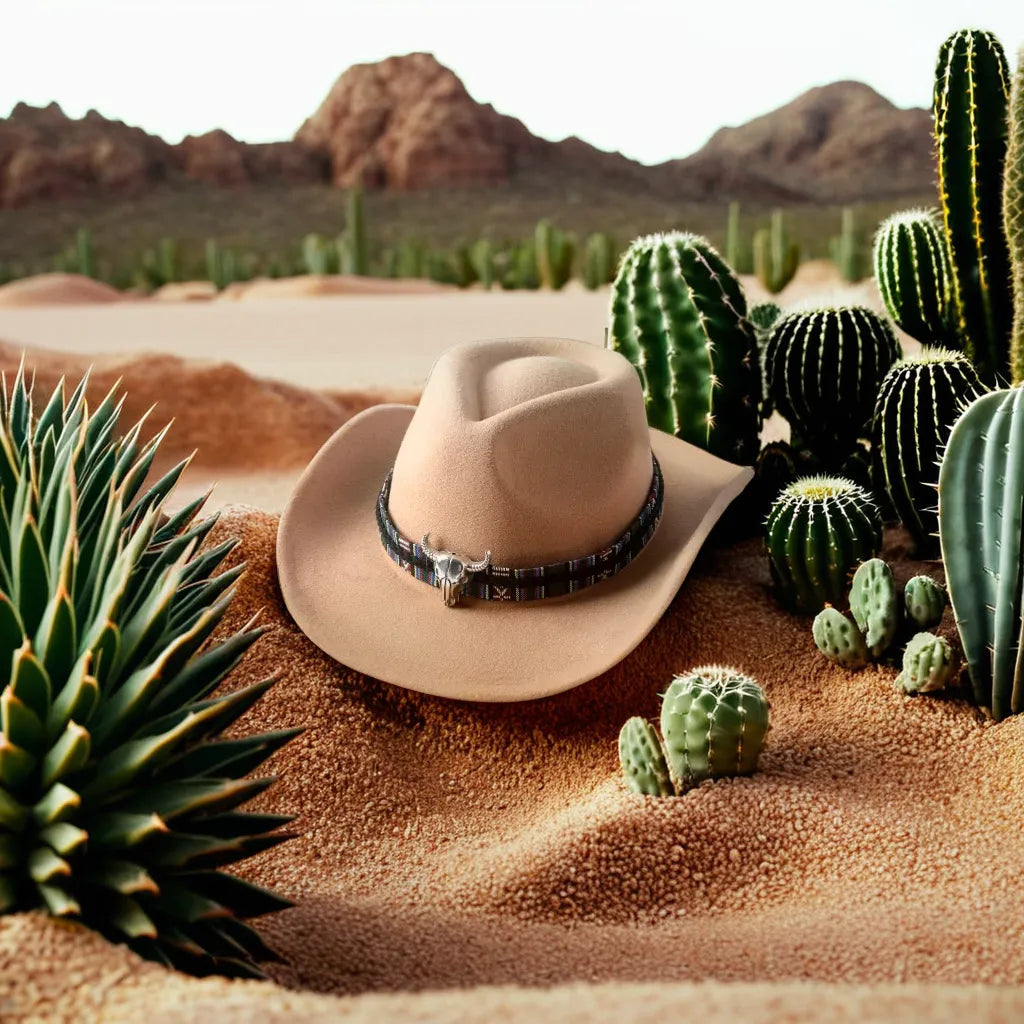 Vue de profil d'un chapeau cowboy en cuir brun