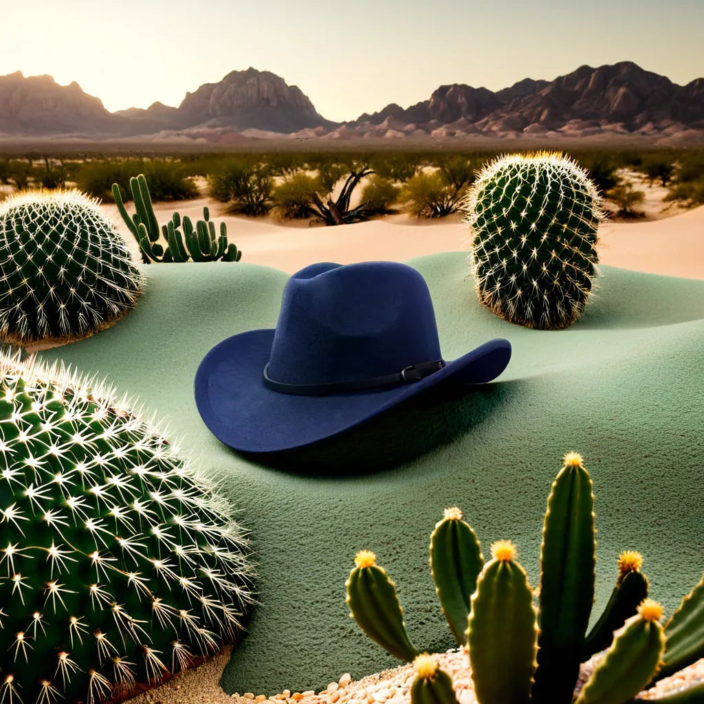 Chapeau cowboy sur fond de ciel bleu dégagé