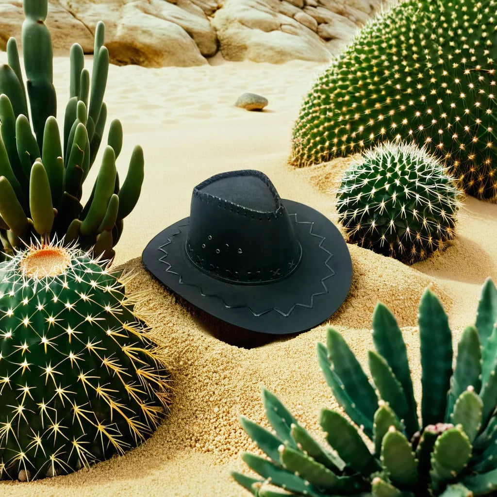 Détail du cordon sur un chapeau cowboy en cuir
