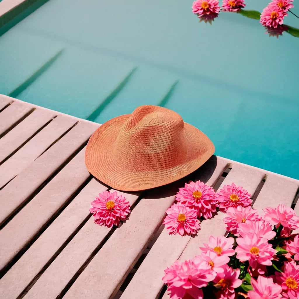 Gros plan sur le tissage du chapeau de paille