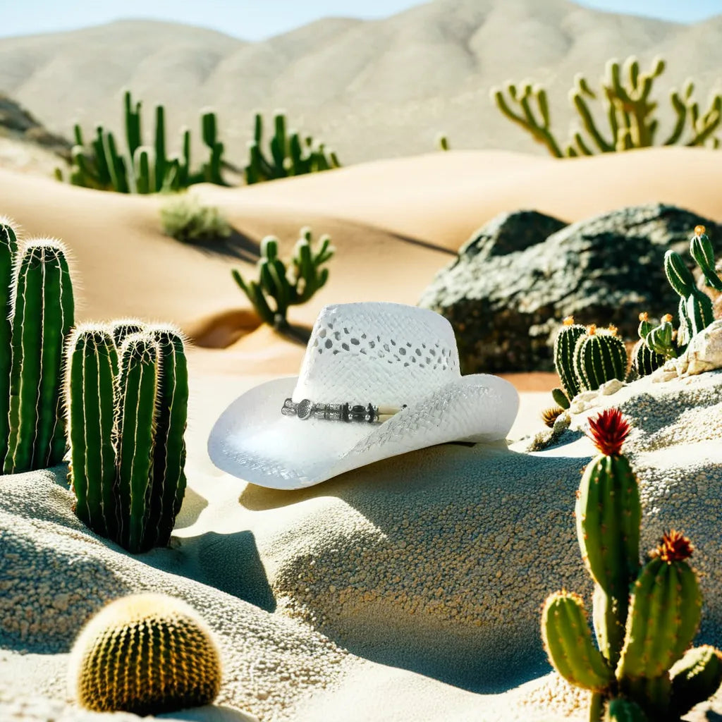 Vue de profil d'un chapeau cowboy en cuir brun