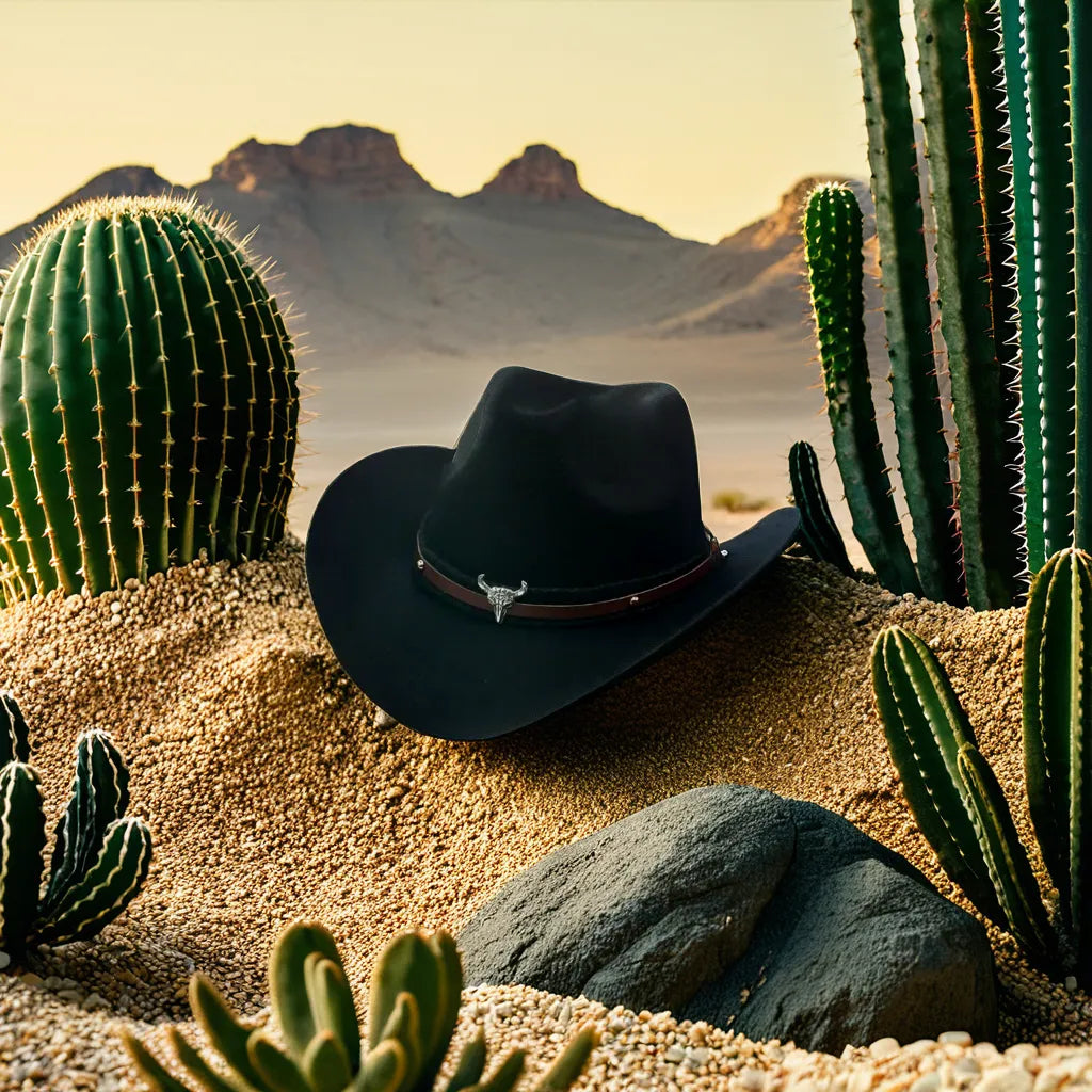 Vue de côté d'un chapeau cowboy avec cordon