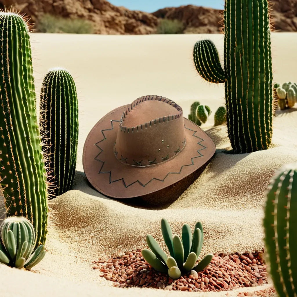 Vue de côté d'un chapeau cowboy en feutre brun