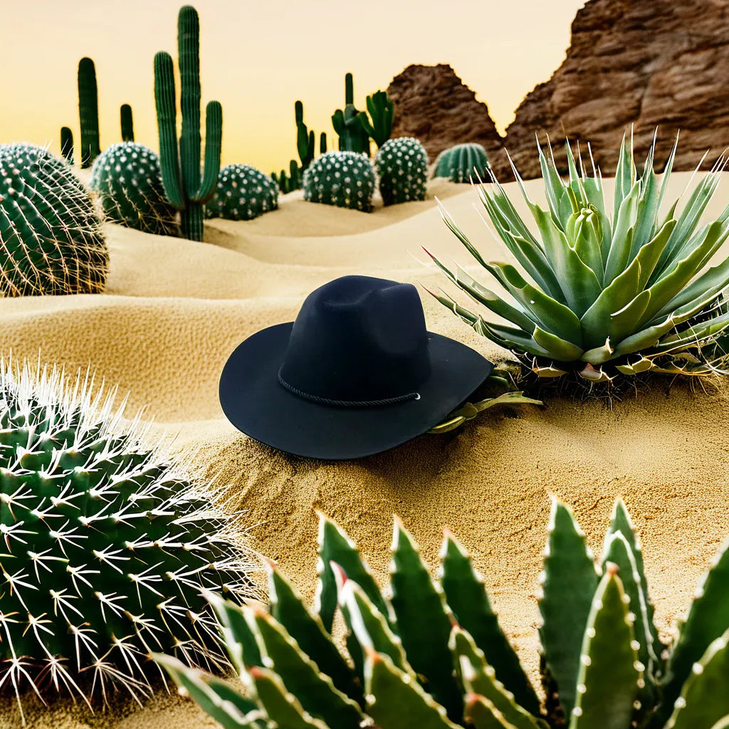 Vue de profil d'un chapeau cowboy en cuir robuste