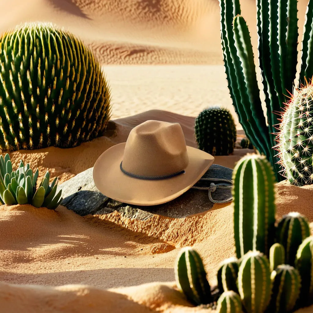 Détail du cordon sur un chapeau cowboy en cuir brun