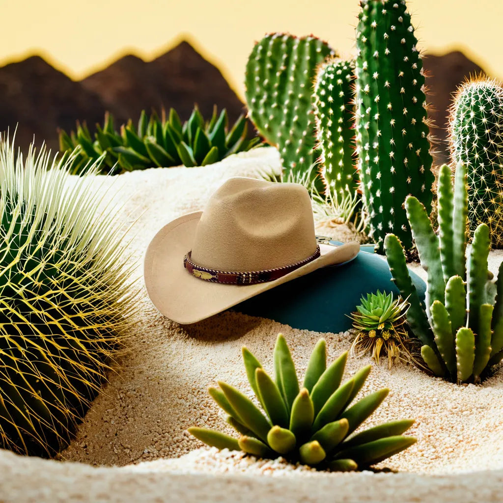 Gros plan sur un chapeau cowboy avec cordon décoratif