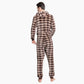 Barboteuse homme à carreaux marron beige avec capuche