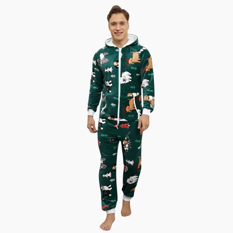Combi verte en Pilou Pilou avec motifs animaux pour homme