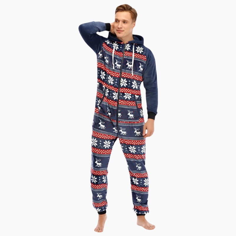 Combinaison Noël homme en Pilou Pilou avec motifs festifs