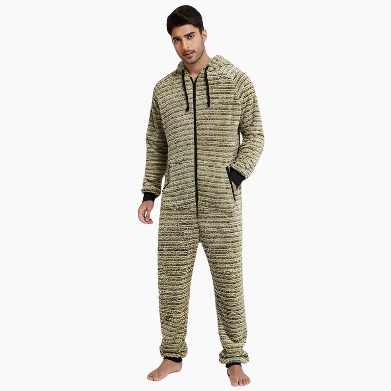 Grenouillère homme kaki matelassée avec capuche et fermeture éclair
