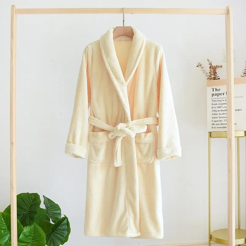 Peignoir jaune en Pilou Pilou pour femme, ceinturé