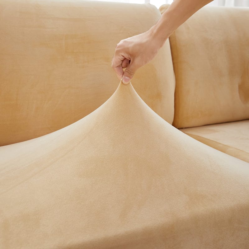 Housse extensible en velours pour coussin de salon