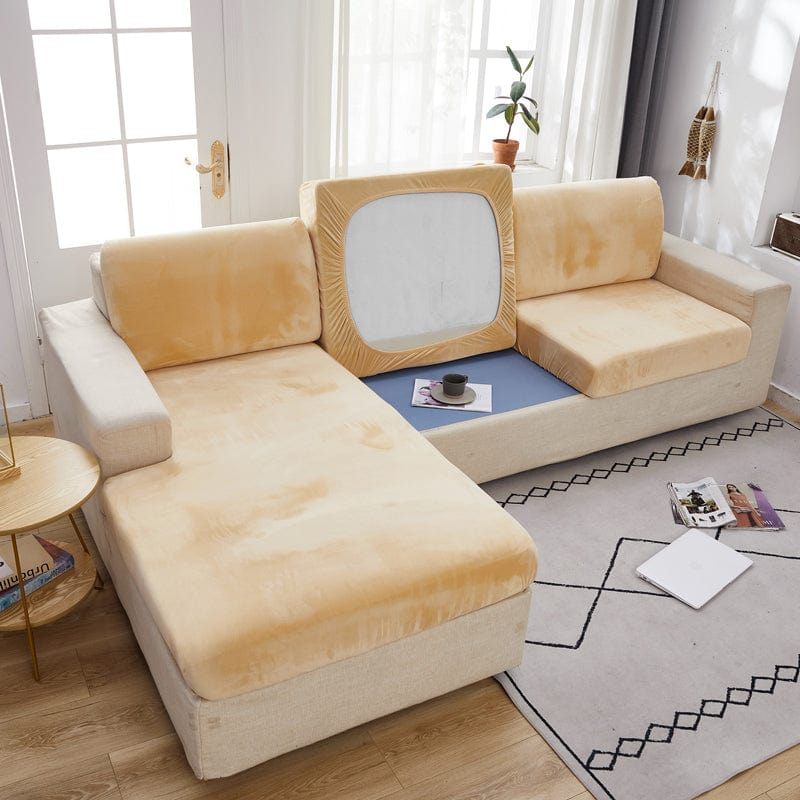 Housse de coussin en velours, vue latérale