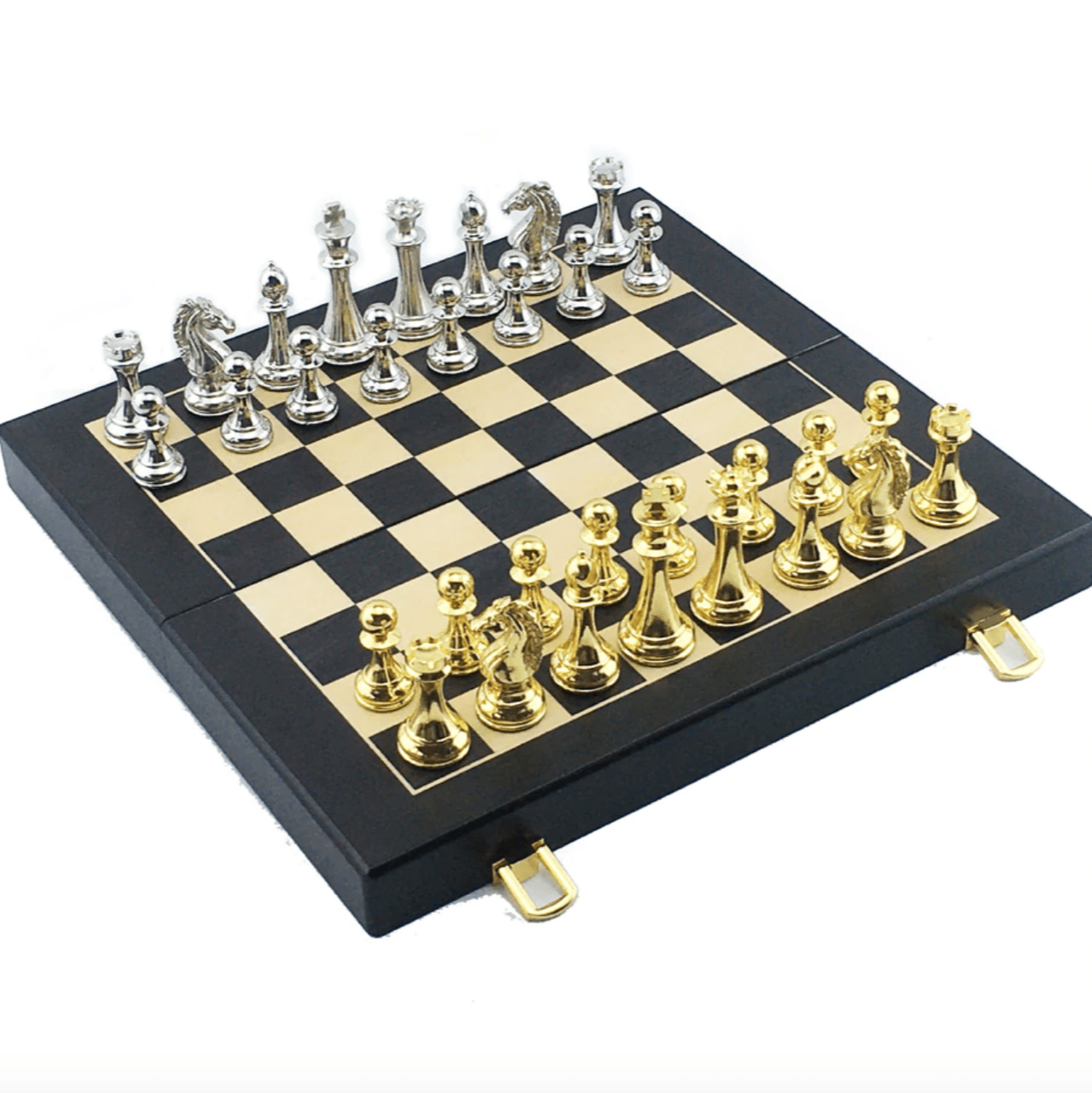 Ensemble complet de jeu d'échecs en bois et métal