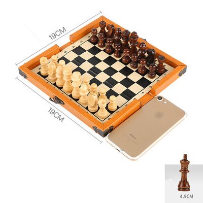 Jeu d'échecs pliable en bois de 19 cm, fermé