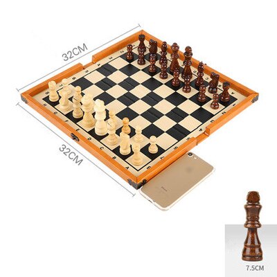 Jeu d'échecs pliable en bois de 32 cm, plateau ouvert