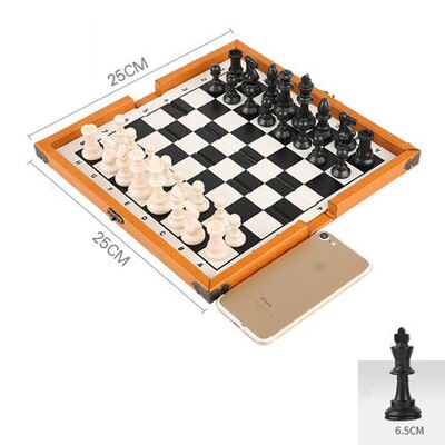 Jeu d'échecs pliable en plastique de 25 cm, vue latérale