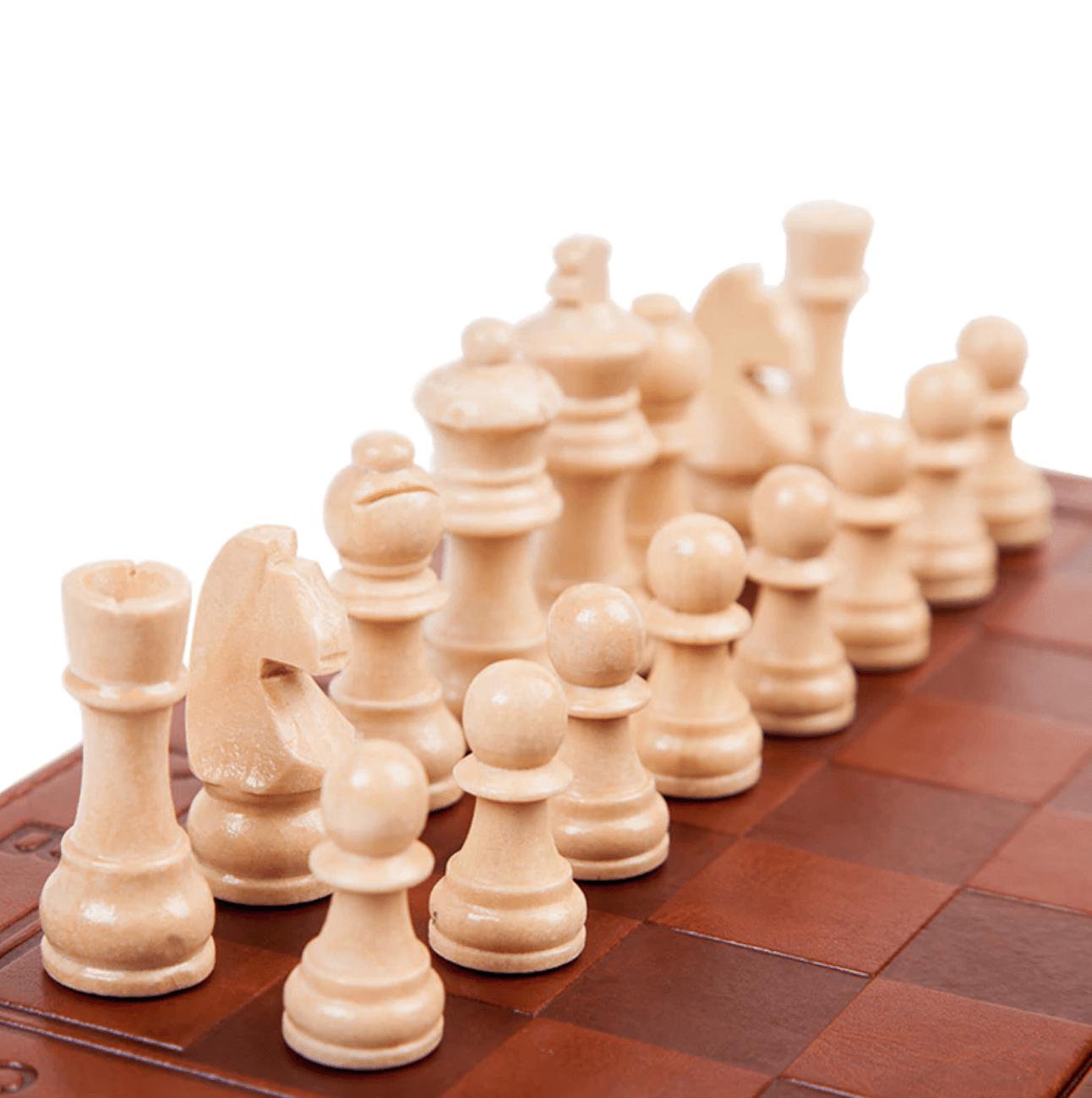 Jeu d'échecs ouvert montrant rangement intérieur et plateau