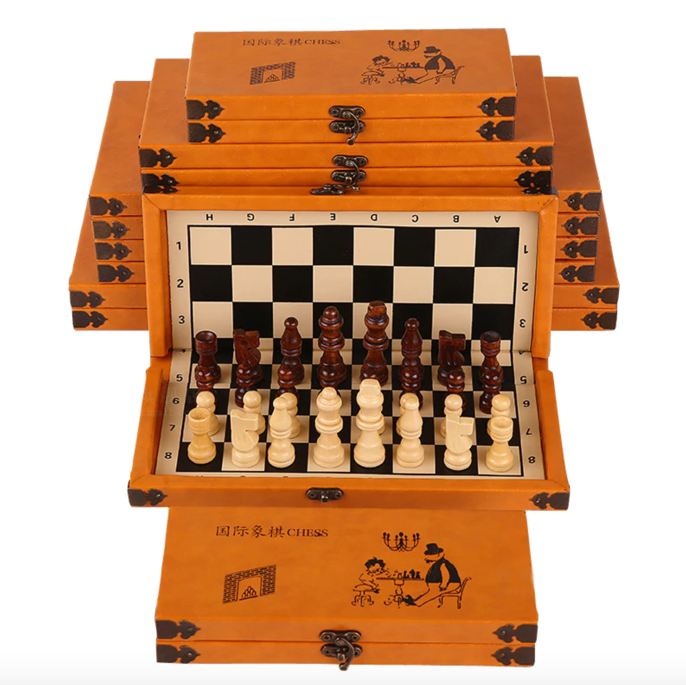Jeu d'échecs portable miniature avec plateau pliable