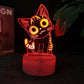 Veilleuse chat 3D allumée avec lumière bleue apaisante