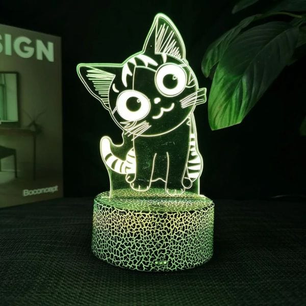 Vue rapprochée de la base tactile de la veilleuse chat