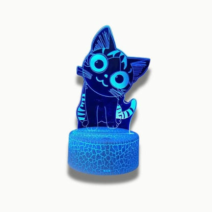 Base craquelée blanche de la veilleuse chat LED